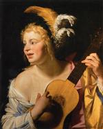 Gerrit van Honthorst  - Bilder Gemälde - Woman Playing the Guitar