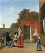Pieter de Hooch - Bilder Gemälde - A Dutch Courtyard