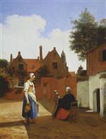 Pieter de Hooch - Bilder Gemälde - A Woman Spinning