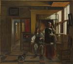 Pieter de Hooch - Bilder Gemälde - Interior with a Young Couple
