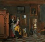 Pieter de Hooch - Bilder Gemälde - Interior with Women beside a Linen Cupboard