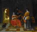 Pieter de Hooch  - Bilder Gemälde - The Music Party