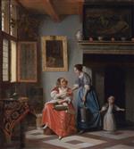 Pieter de Hooch  - Bilder Gemälde - Woman hands over money to her servant