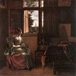 Pieter de Hooch  - Bilder Gemälde - Woman Reading a Letter