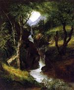 John Frederick Kensett - Bilder Gemälde - Cascade in the Forest