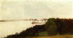 John Frederick Kensett  - Bilder Gemälde - Newport Harbor and the Home of Ida Lewis