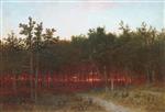 John Frederick Kensett  - Bilder Gemälde - Twilight in the Cedars at Darien, Connecticut