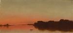 John Frederick Kensett  - Bilder Gemälde - Twilight on the Sound, Darien, Connecticut