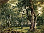 John Frederick Kensett  - Bilder Gemälde - Woodland Interior with Stream