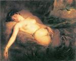 Franz von Lenbach - Bilder Gemälde - Lying Female Nude