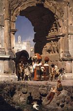 Franz von Lenbach  - Bilder Gemälde - The Arch of Titus in Rom