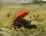 Franz von Lenbach  - Bilder Gemälde - The Red Umbrella