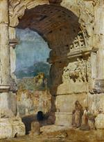 Franz von Lenbach  - Bilder Gemälde - The Triumphal Arch of Titus in Rome