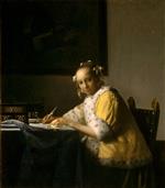 Jan Vermeer van Delft - Bilder Gemälde - Briefschreiberin in Gelb