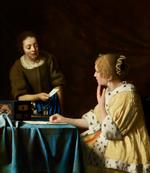 Jan Vermeer van Delft - Bilder Gemälde - Dame mit Dienstmagd und Brief