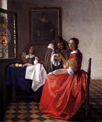 Jan Vermeer van Delft - Bilder Gemälde - Das Mädchen mit dem Weinglas
