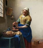 Jan Vermeer van Delft - Bilder Gemälde - Dienstmagd mit Milchkrug