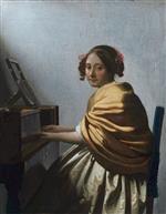 Jan Vermeer van Delft - paintings - Junge Frau an einem Virginal