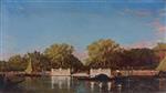 Felix Ziem - Bilder Gemälde - A Gondola at the Jardin Francais, Venice