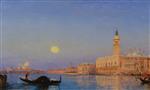 Felix Ziem - Bilder Gemälde - Gondole devant le Grand Bassin, Venise