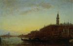 Felix Ziem - Bilder Gemälde - Gondole quittant le quai des Escvalons Venise