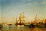 Felix Ziem  - Bilder Gemälde - Ships on Bacino de San Marco