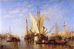 Felix Ziem  - Bilder Gemälde - Venice, the Bacino di San Marco with Fishing Boats