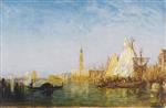Felix Ziem  - Bilder Gemälde - View Of Venice With The Doge's Palace