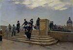 Jean Beraud - Bilder Gemälde - A Windy Day on the Pont des Arts