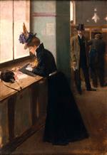 Jean Beraud - Bilder Gemälde - At the Telegraph