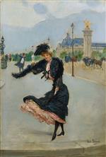Jean Beraud - Bilder Gemälde - Elegante devant le Grand Palais sur le Pont Alexandre III