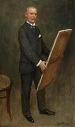 Jean Beraud  - Bilder Gemälde - Man Standing Holding a Painting