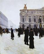 Jean Beraud  - Bilder Gemälde - Outside the Opera, Paris