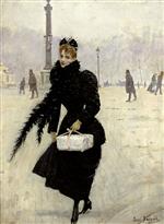 Jean Beraud  - Bilder Gemälde - Parisienne, Place de la Concorde