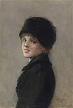 Jean Beraud  - Bilder Gemälde - Portrait of a Young Parisian