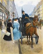 Jean Beraud  - Bilder Gemälde - Shopping on the Rue de la Paix