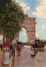 Jean Beraud  - Bilder Gemälde - The Arc de Triomphe, Champs-Elysées