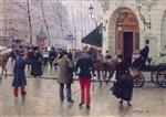 Jean Beraud  - Bilder Gemälde - The Boulevard des Capucines and the Vaudeville Theatre