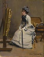 Jean Beraud  - Bilder Gemälde - Woman Seated in Front of a Painting