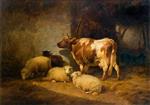 Thomas Sidney Cooper - Bilder Gemälde - A Cow and Sheep