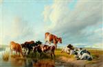 Thomas Sidney Cooper - Bilder Gemälde - A Group of Cattle
