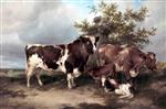 Thomas Sidney Cooper - Bilder Gemälde - Bull, Cow and Calf