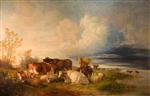 Thomas Sidney Cooper  - Bilder Gemälde - Cattle and Sheep at Rest in a Meadow