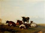Thomas Sidney Cooper  - Bilder Gemälde - Cattle by the River Side