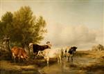 Thomas Sidney Cooper  - Bilder Gemälde - Cattle in a Stream
