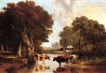 Thomas Sidney Cooper  - Bilder Gemälde - Cattle on the Banks of a River