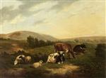 Thomas Sidney Cooper  - Bilder Gemälde - Cattle on the Sussex Downs