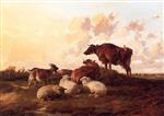 Thomas Sidney Cooper  - Bilder Gemälde - Cows, Sheep and Goat