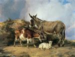 Thomas Sidney Cooper  - Bilder Gemälde - Donkey, Goat and Kid
