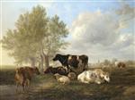 Thomas Sidney Cooper  - Bilder Gemälde - Evening, Fordwich Meadows, near Canterbury